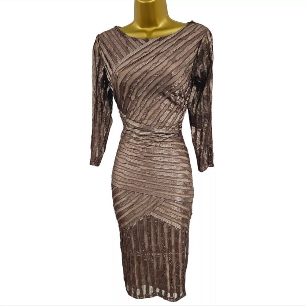 Reiss Cocktail Dress with Asymmetrical Neckline and 3/4 Sleeves. Sz. 2. NWT